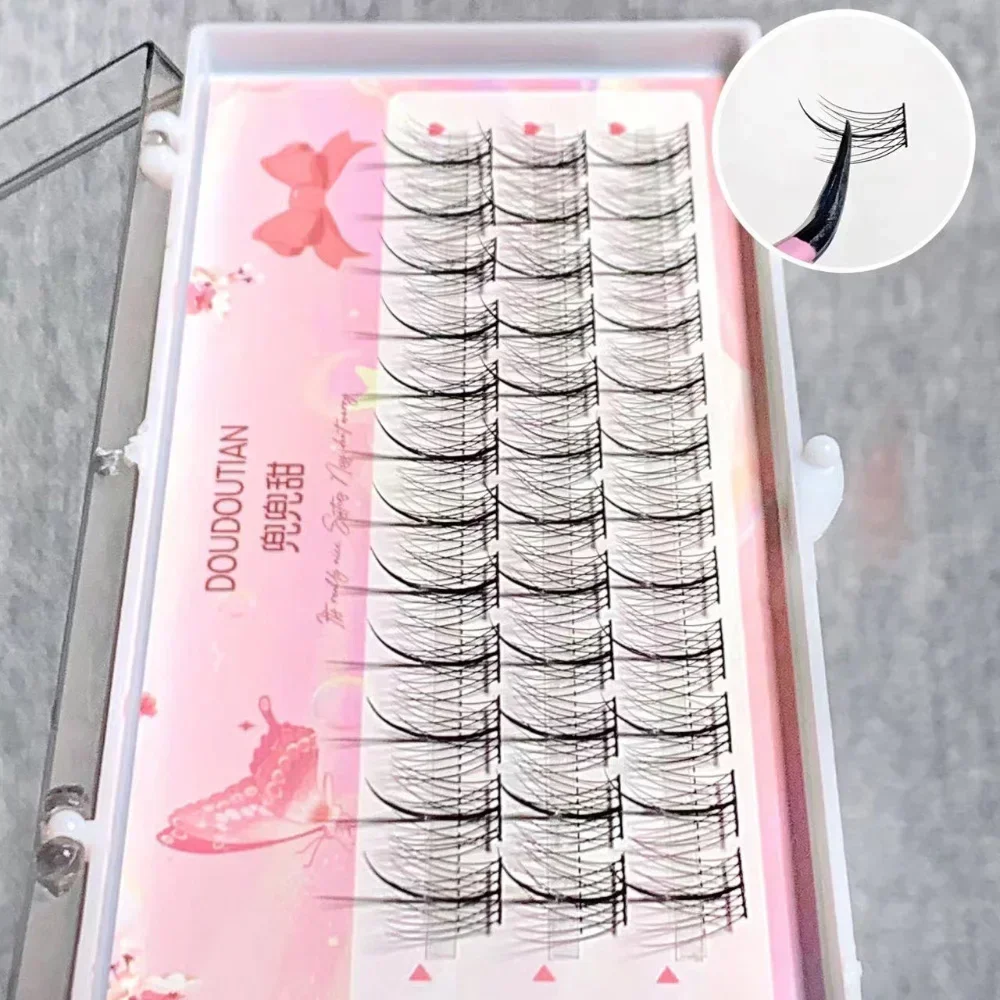 

3 Rows Lazy Trilogy Fishtail False Eyelashes Feather Fan Style Ultra Fine Stem Self-Adhesive Fairy Fake Eyelash Segmented Lashes