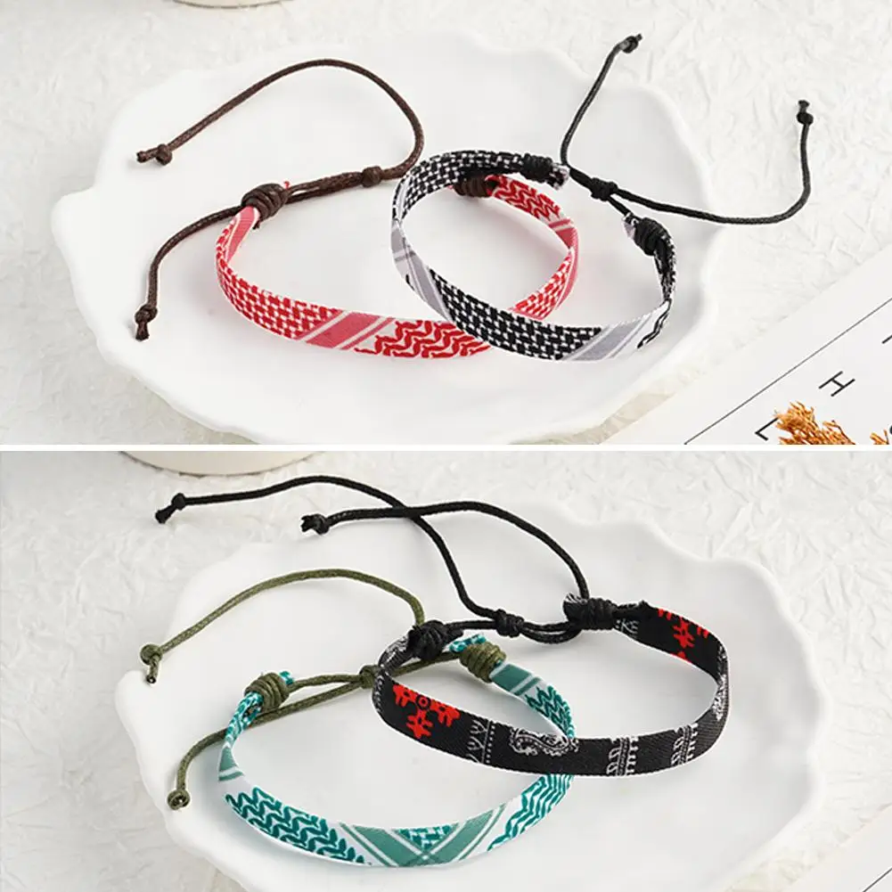 New Design Ethnic Style Bracelet Original Handmade Patterns Weaving Hand Traditional Webbing Wave Point Geometric Bracelets F5Q3