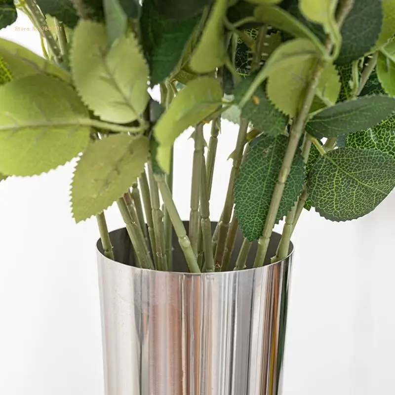 Elegant Stainless Steel Flower Vase, Corrosions Resistant Homes Accent Polished Metal Vase Minimalists Vase Designs Dropship