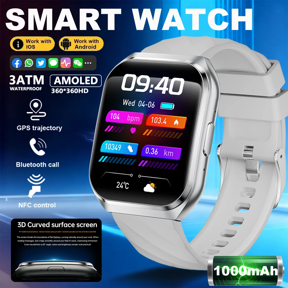 

2026 New 1000mAh Battery AMOLED Smart Watch Ultra MT66 Men Women Heart Rate 100+Sport HD Bluetooth Call IP67Waterproof SmartWatc
