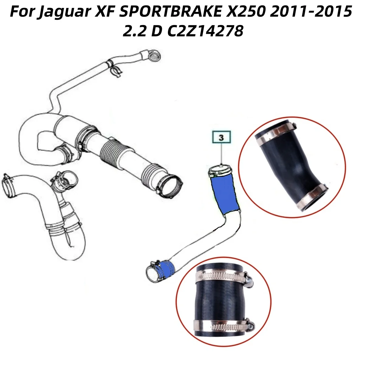 

2PCS For Jaguar XF SPORTBRAKE X250 2.2 D C2Z14278 2011-2015 Car Intercooler Turbo Tubes Pipe Hose Kit