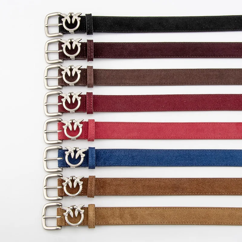 เข็มขัดหนังกลับสำหรับผู้หญิง พร้อมโลโก้ หนังแท้ คอร์เซ็ท สายคาดเอวสำหรับผู้หญิง ใช้กับเสื้อโค้ท ชุดเดรส สายคาดเอวแบบแคบ รุ่น J1637