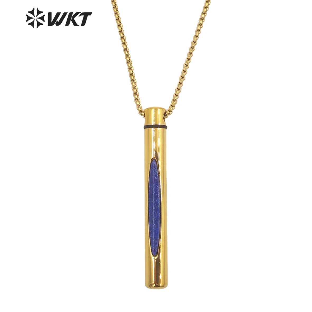 WT-N1371 WKT Featured Natural Stone Necklace Perfume Bottle Five Color Choice Slim Cylinder Pendant Girls Birthday Gift