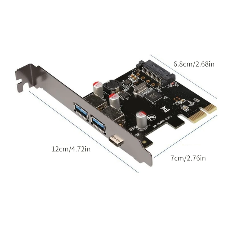 Y1UB Pcie To Usb3.1 TypeC Expansion Card Usb3.0 TypeA Adapter Card 2Power Port for Desktop Computer Adapter