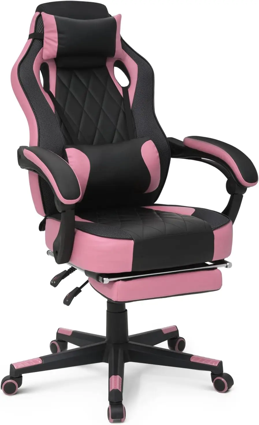 

MoNiBloom Ergonomic Gaming Chair with Retractable Footrest & Detachable Lumbar Support 360 Degree Swivel Racing Style PU