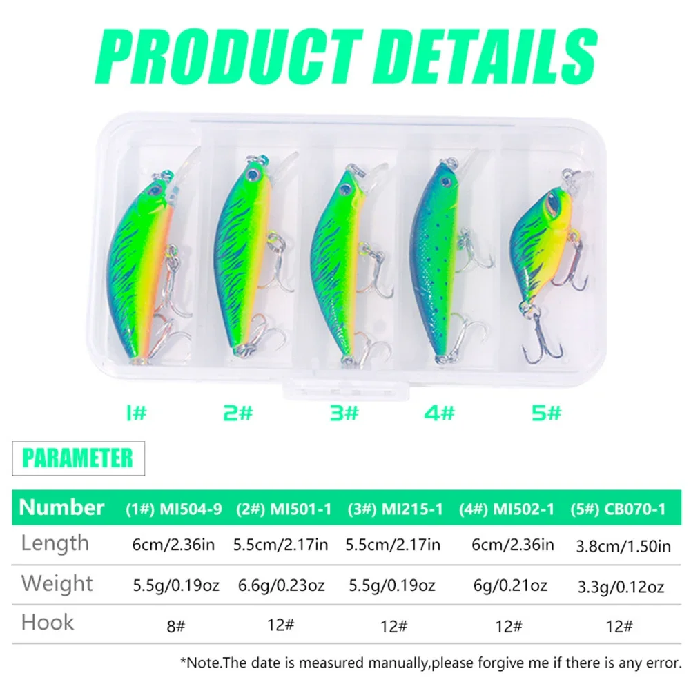 

Minnow Fishing Baits For Trout Musky Bluegill Fishing Plug Lures Crankbait For Ourdoor Freshwater Saltwater 5Pcs