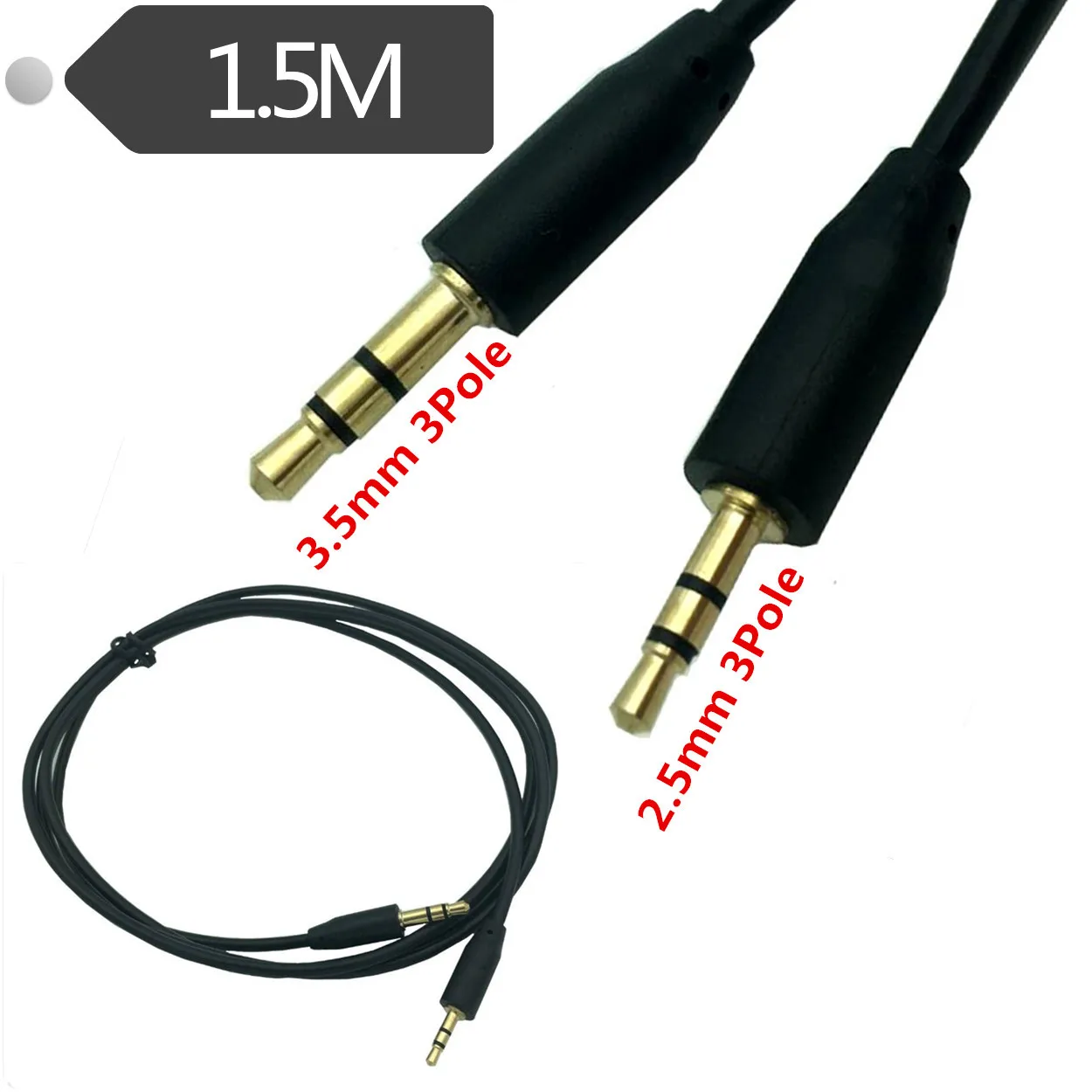 High Quality 2.5mm Male to 3.5mm Male Audio Adapter Cable Work with Car AUX Male to Male for the Record Line Gps Navigation