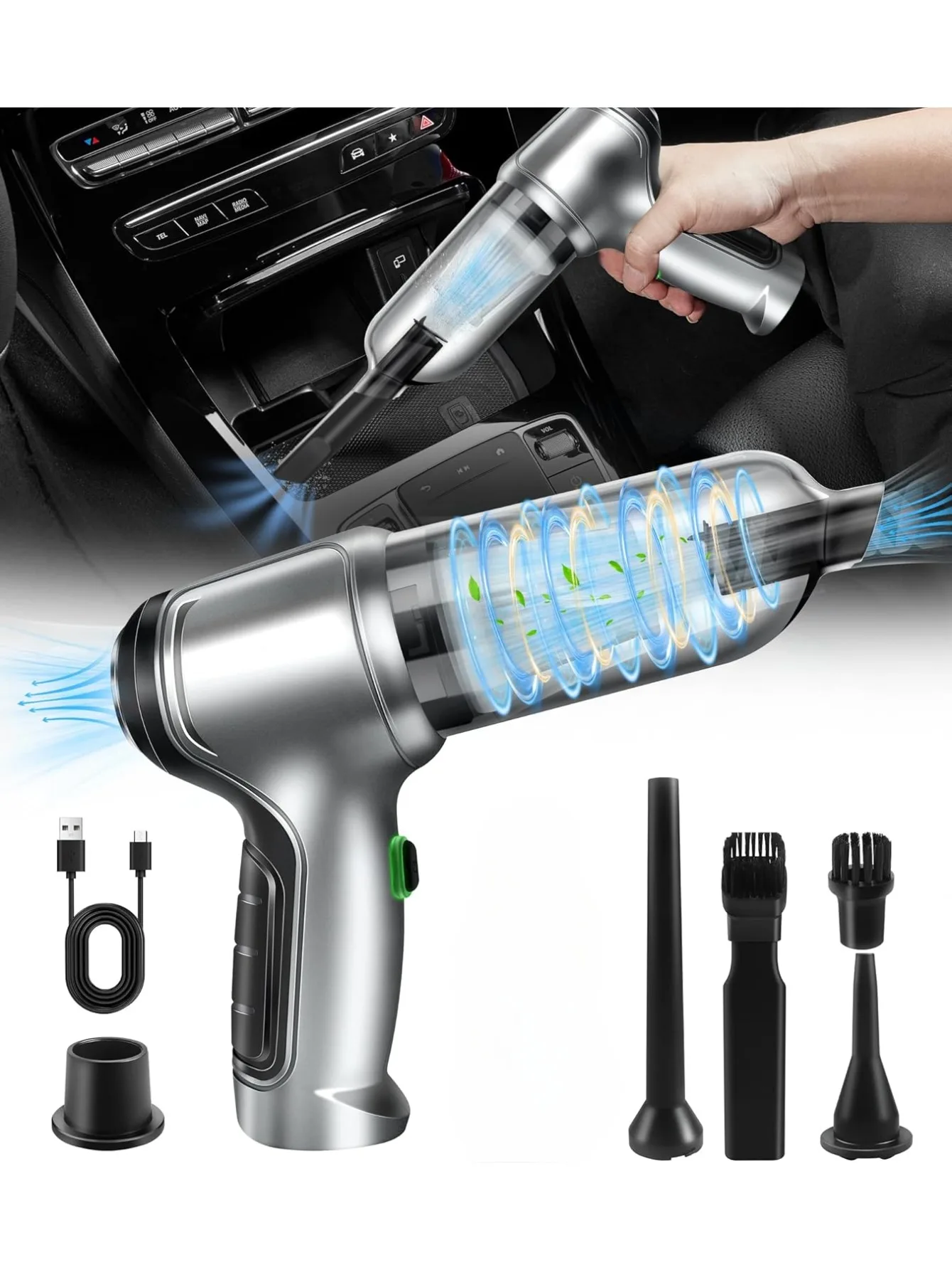 

Car Vacuum Cleaner Wireless Portable Vacuum Cleaner 95000PA Strong Suction Handheld Mini Cleaner High Power Blower for Car Home
