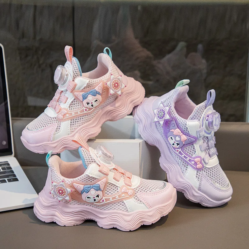 

Sanrio kuromi Girls Sneakers Spring/Autumn New Cartoon boy Casual Shoes Versatile Swivel Button Running Shoes hello kitty