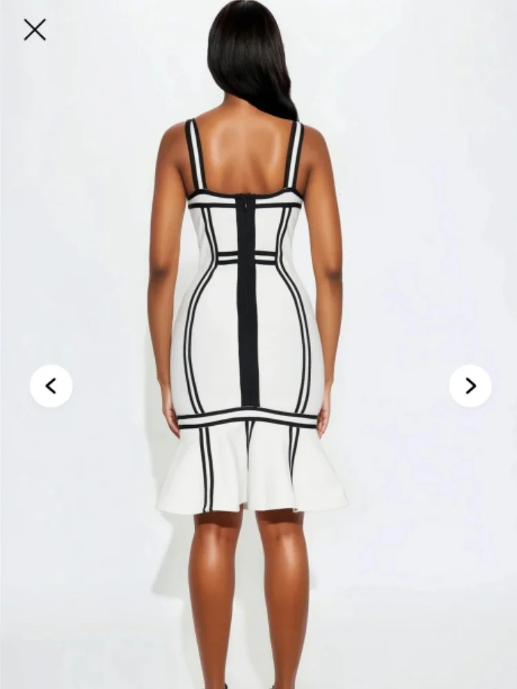 新着女性ノースリーブセクシーなスクエアカラーパッチワークボディコン包帯ミディドレスナイトクラブパーティー祝う誕生日衣装