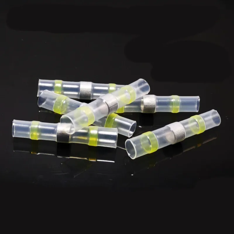 

50pcs Seal Heat Shrink Butt Wire Connectors Terminals AWG12-10 Yellow Solder Sleeve Waterproof