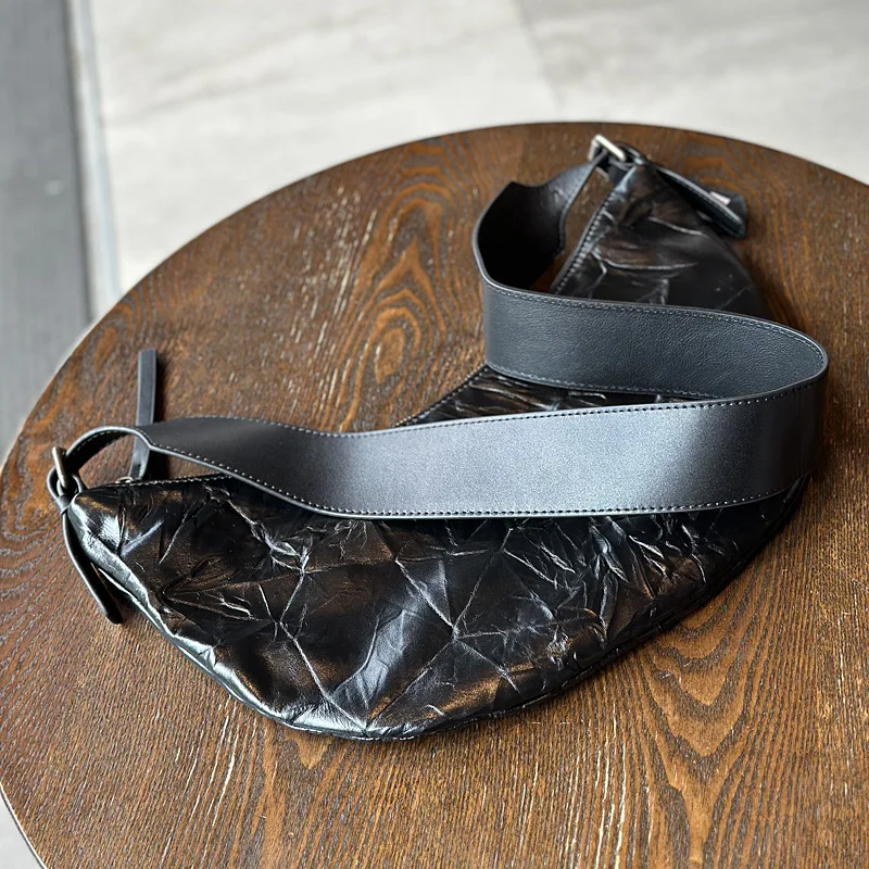 2023 Hobos Bag Leather Women's Single Shoulder Crossbody Cowhide Bag Hand Luxury Chest Bag Casual