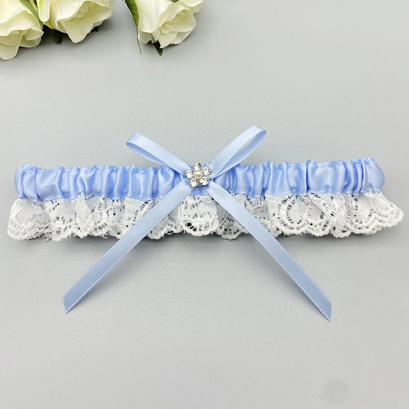 Drive in Headband Bride Wedding Garter White Lace Floral Garters Bowknot Stretch Leg Garter Set Bridal Towel Headband Men