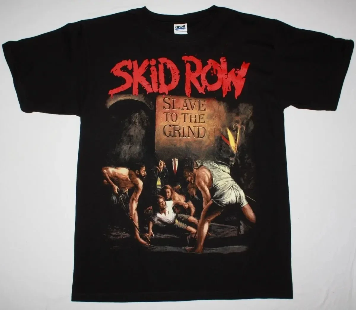 Skid Row Slave To The Grind'91 Glam Rock Skidrow Dokken Ratt New Black T Shirt heavyweight Round Collar Casual T-shirts Male