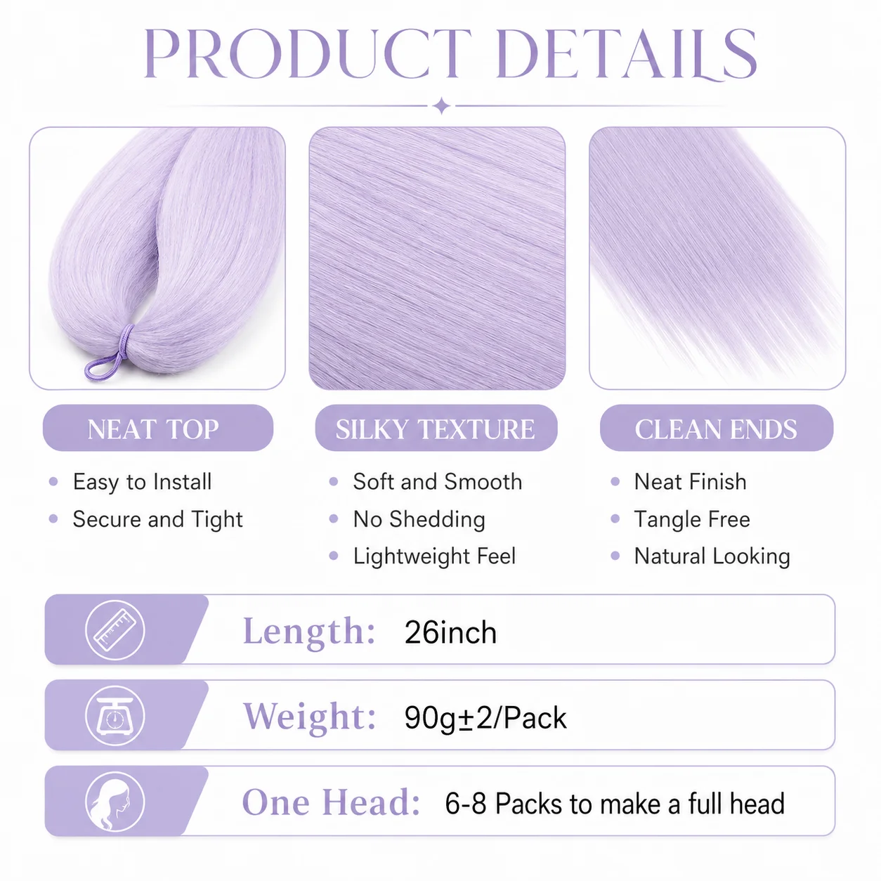 90g Long Straight Wrap Ponytail Hairpiece with Drawstring Heat Resistant Flame Retardant Synthetic Fiber Extension for Women