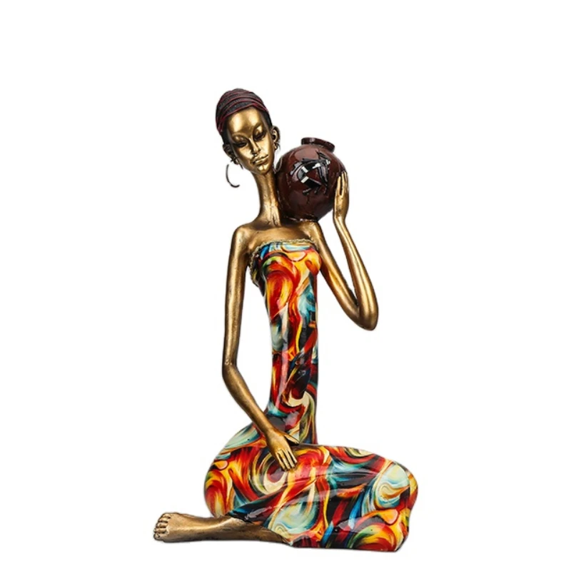 Custom polyresin sexy girl sculpture crafts home decor resin African woman statue black lady figurine table ornaments