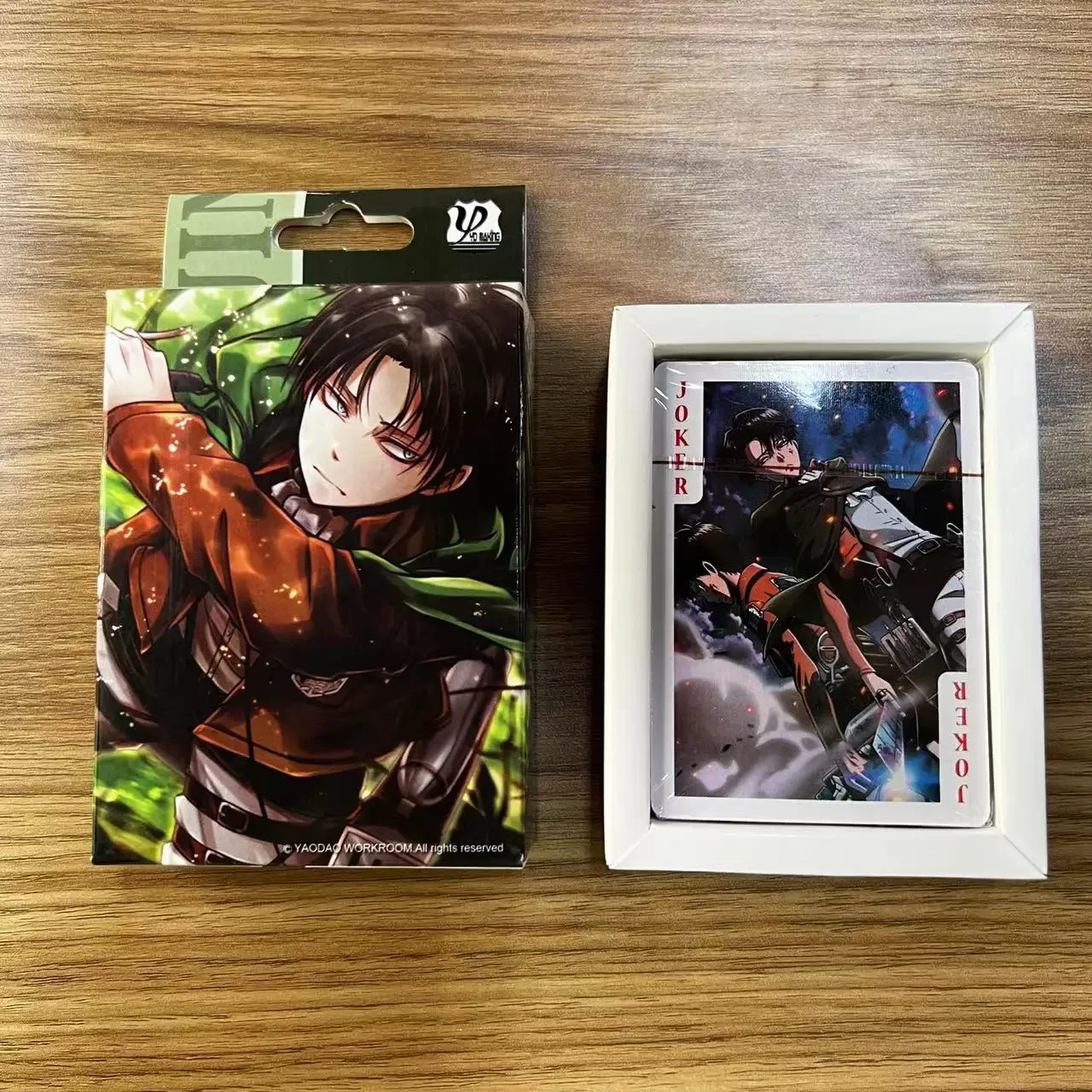 Anime Poker Card Toy Attack On Titan Levi Ackerman Cosplay Board Game Cards Hardcover Collection Box 54Pcs Cards