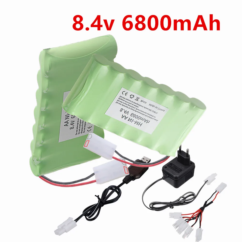 Upgrade 6800mah 8.4V Rechargeable Battery Pack For Rc toys Cars Tank Robots Gun Boats AA 8.4v Ni-MH Battery 3000mah