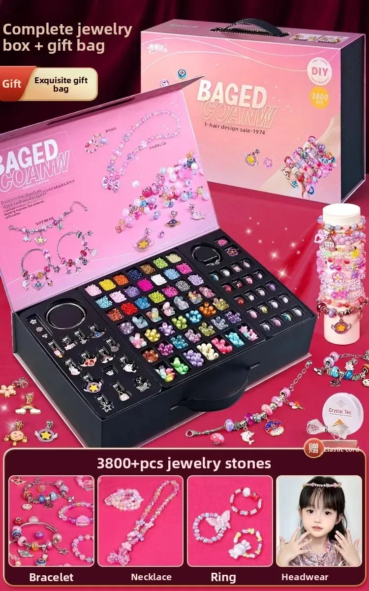 Bracelet en perles pour filles, matériel de boîte à bijoux fait à la main, jeu de rôle domestique, jouets éducatifs pour filles comme cadeaux