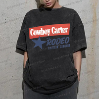 Men Oversized Printed Beyonce Tshirts Cowboy Carter Tour Cotton Tops Creative Crew Neck Tees Women Men Washed TShirt