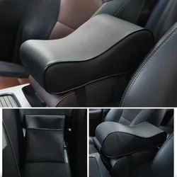 Leather Car Central Armrest Soft Pad Black Auto Center Console Arm Rest Seat Box Mat Cushion Pillow Cover Vehicle Protective