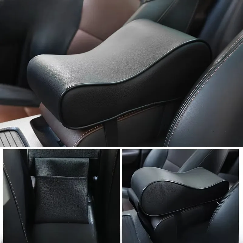 Leather Car Central Armrest Soft Pad Black Auto Center Console Arm Rest Seat Box Mat Cushion Pillow Cover Vehicle Protective