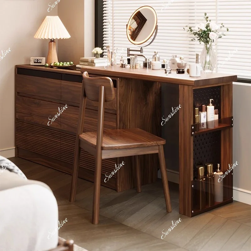 

North American black walnut solid wood cosmetic table storage bedside cabinet