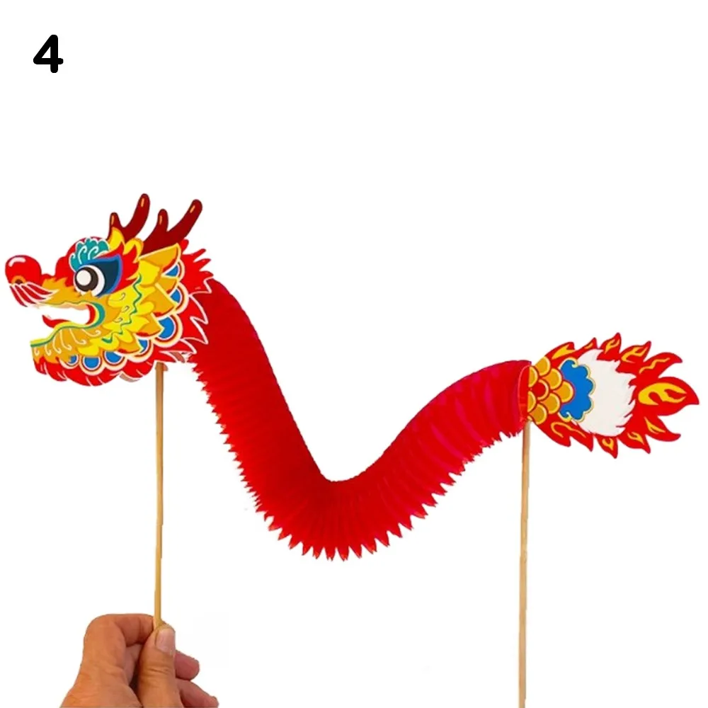 

High Quality DIY Dragon Craft Chinese New Year Kids Toys DIY Dragon Decor 3D Paper Three-Dimensional Pull Flower