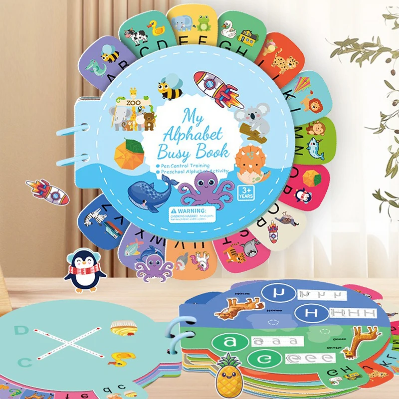 كتاب معجون الحروف، كتاب هادئ لتنوير الحروف الإنجليزية، كتاب فيلكرو ممزق يمكنه كتاب الأنشطة المعرفية بشكل متكرر #1