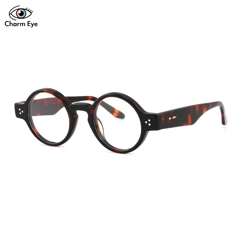 New Round Fashion Acetate Glasses Frame Men Black Retro Handmade Eyeglass Women Myopia Reading Optical Prescription Eyewear