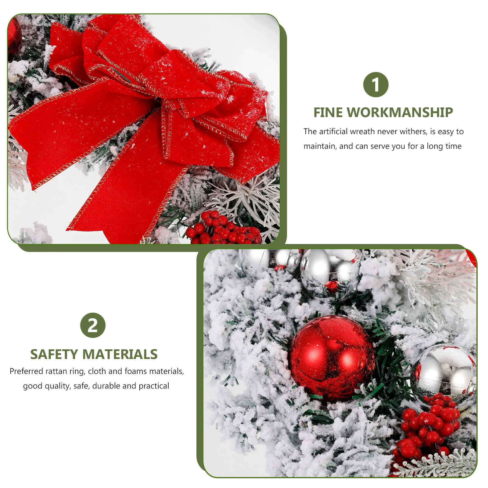 

1pc Artificial Wreath Pendant Premium Christmas Garland Hanging Decor For Door Wall Window Festival Adornment Xmas Themed Wreath