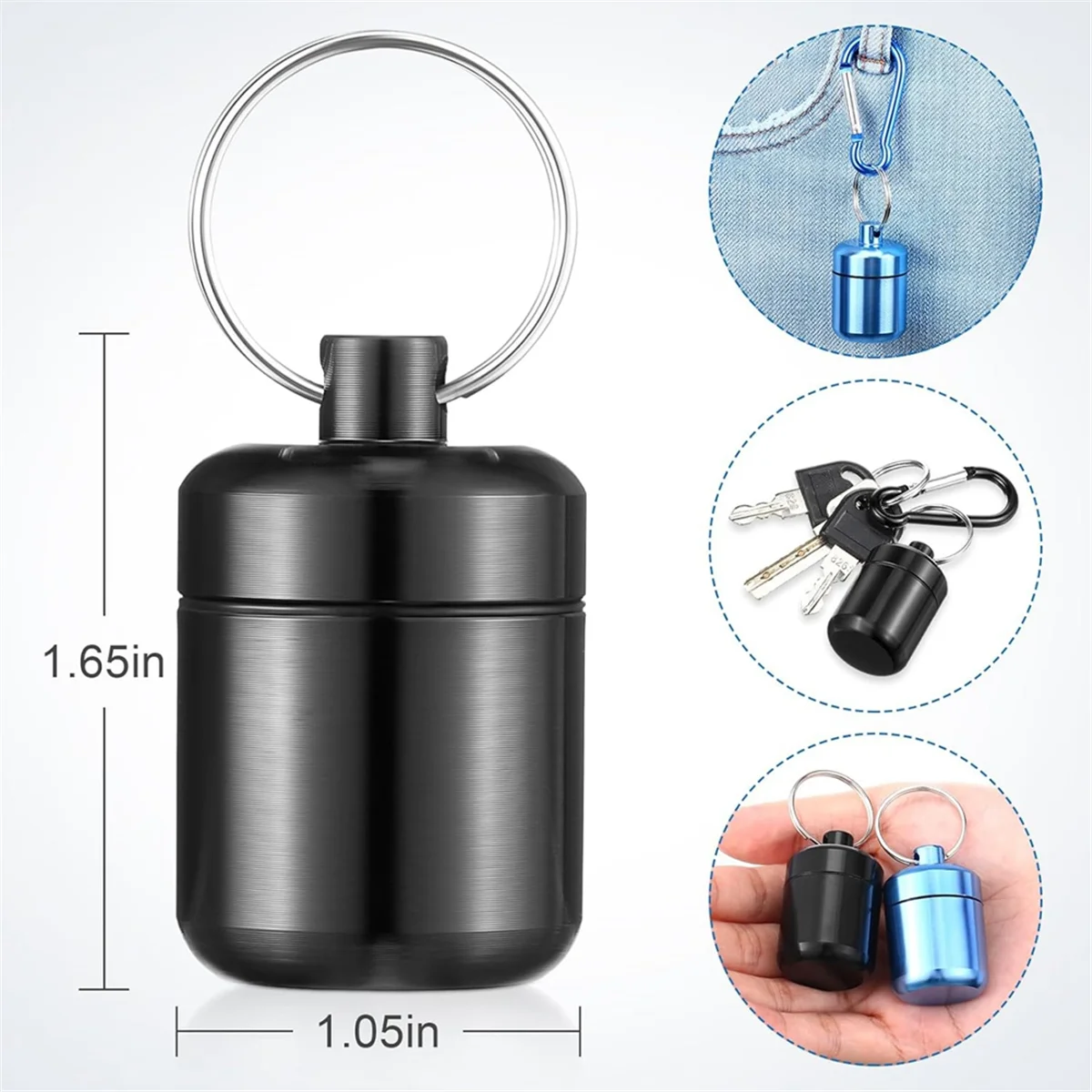 B-T 4 Pack Ear Plug Carrying Case Keychain, Portable Keychain Pill Holder Case, Waterproof Metal Earplug Case Pill Container - view 2