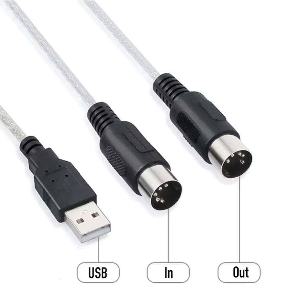 5 Pin MIDI to USB Converter Portable Keyboard to PC Converter MIDI Interface Cable IN-OUT Instrument Supplies MIDI Adapter Cable