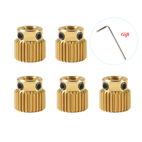 5Pcs/ Lot 40 Teeth Brass Gear Wheel 3D Printer Extrusion Wheel for CR-10 CR-10S S4 S5 Ender 3 Ender 3 Pro Ender 3 V2 with Gift