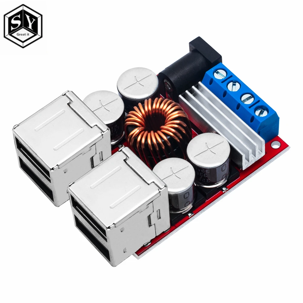 1PCS BAISHUN 8V-35V 5V 8A DC-DC Vehicle Charging Board Power Supply Depressurization Module 4 port USB Output mobile Charger