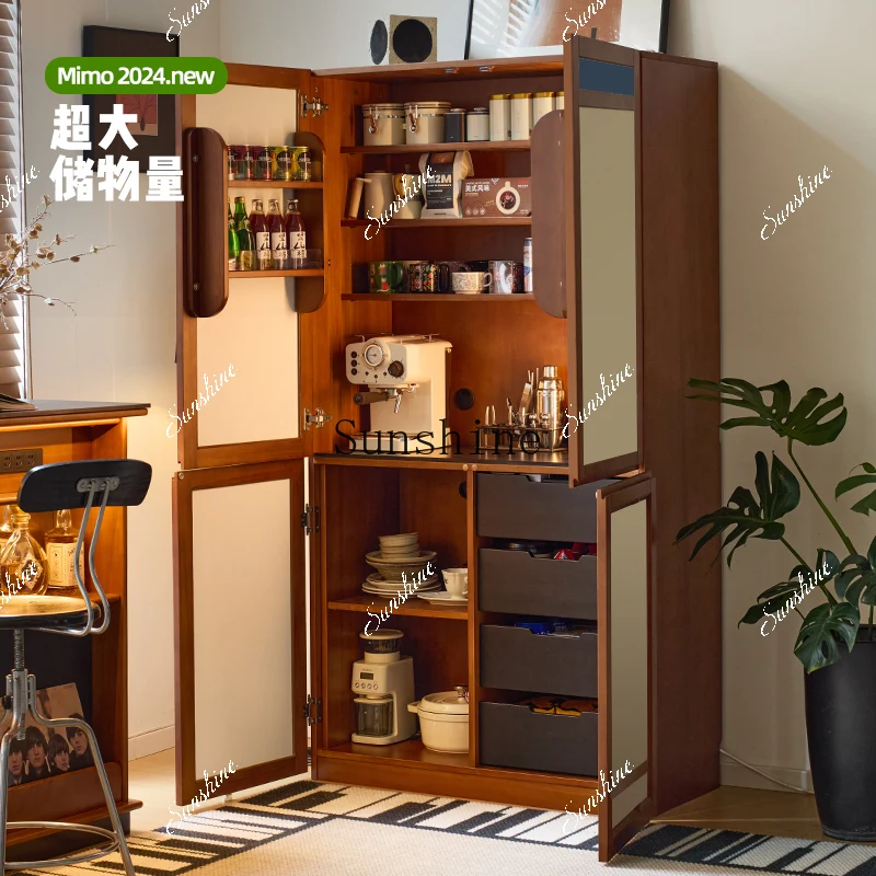 

Retro dining side refrigerator cabinet integrated against the wall medieval locker FT