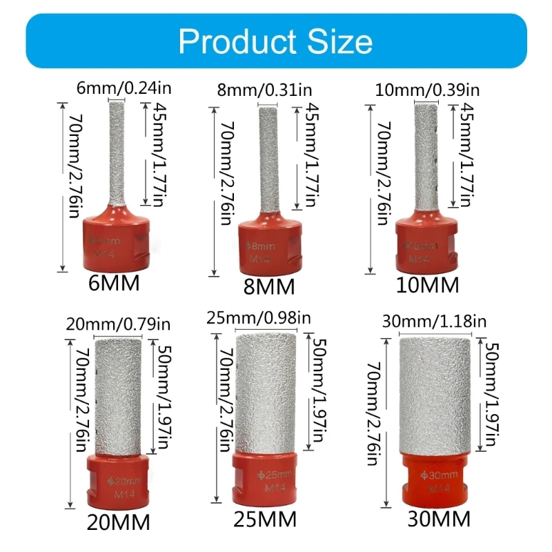 Diamonds Finger Milling Bits 6/8/10/20/25/30mm Drill Bit M14 for Enlarging Shaping Grinding Round Bevel Existing Drop ship