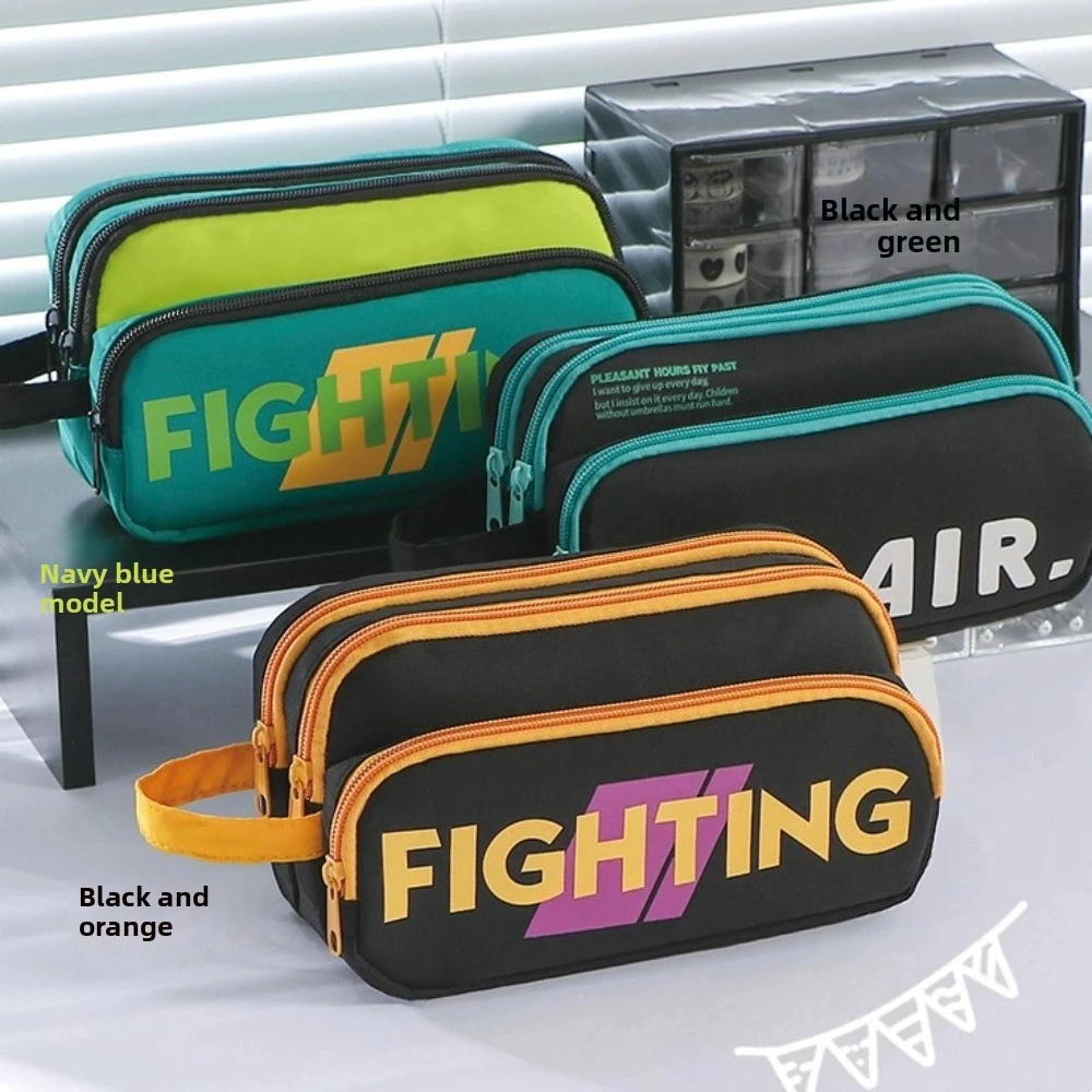 

Large Capacity English Letter Pencil Bag Multi-layered Zipper Stationery Storage Bag Creative Aesthetic Pen Pencil Case Student