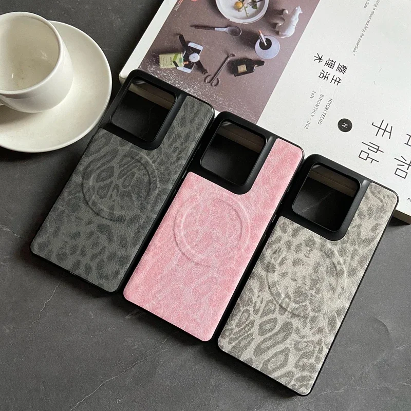Busine Sle Leather Phone Case for Motorola Edge 50 Ultra Fushion Pro G Play Power Stylus Leopard Floral Magsafe Protect Cover