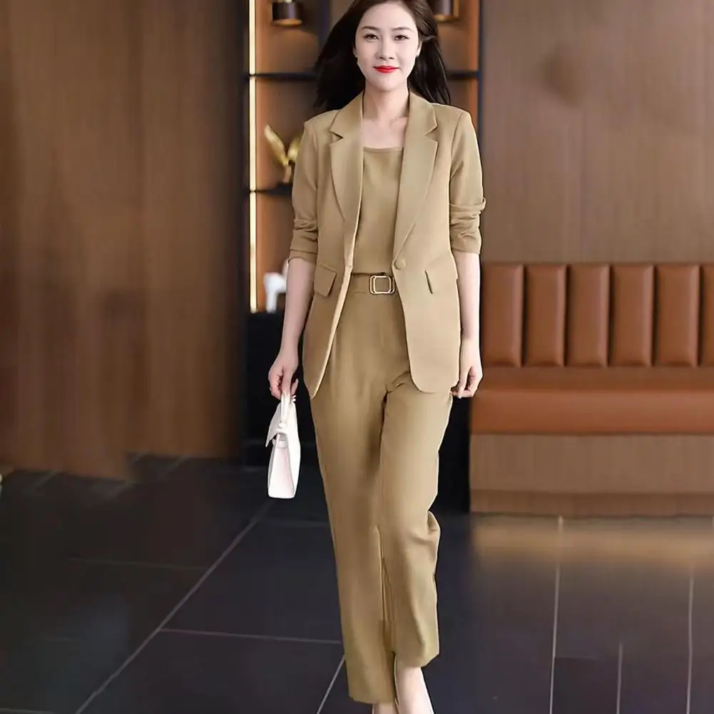 2024 Women 3 Pieces Pants Set Formal Vest Blazer Pants Suit Elegant Women\'s Business Suit Set Lapel Cardigan Jacket Pant Suits