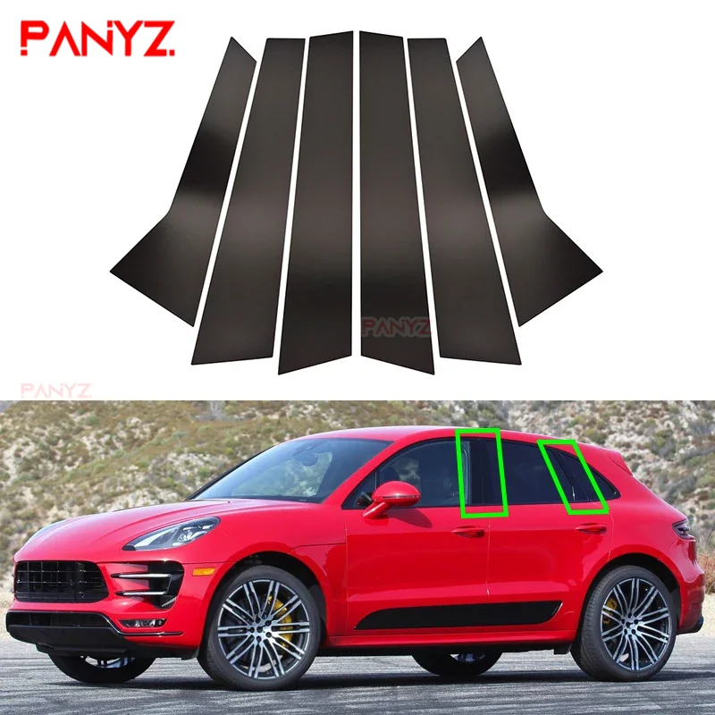 6 Stück Auto Säulen pfosten Fenster Tür leiste Verkleidungen Abdeckung glänzend Klavier schwarz für Porsche Macan 2014-2018 Zubehör Auto außen