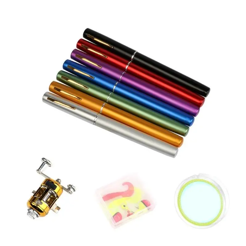 652F Pen Shaped Fishing Rod Reel Combo Set, Mini Telescopic Compacts Pocket Pen Fishing Rod for Sea Fishing Outdoor Fishing
