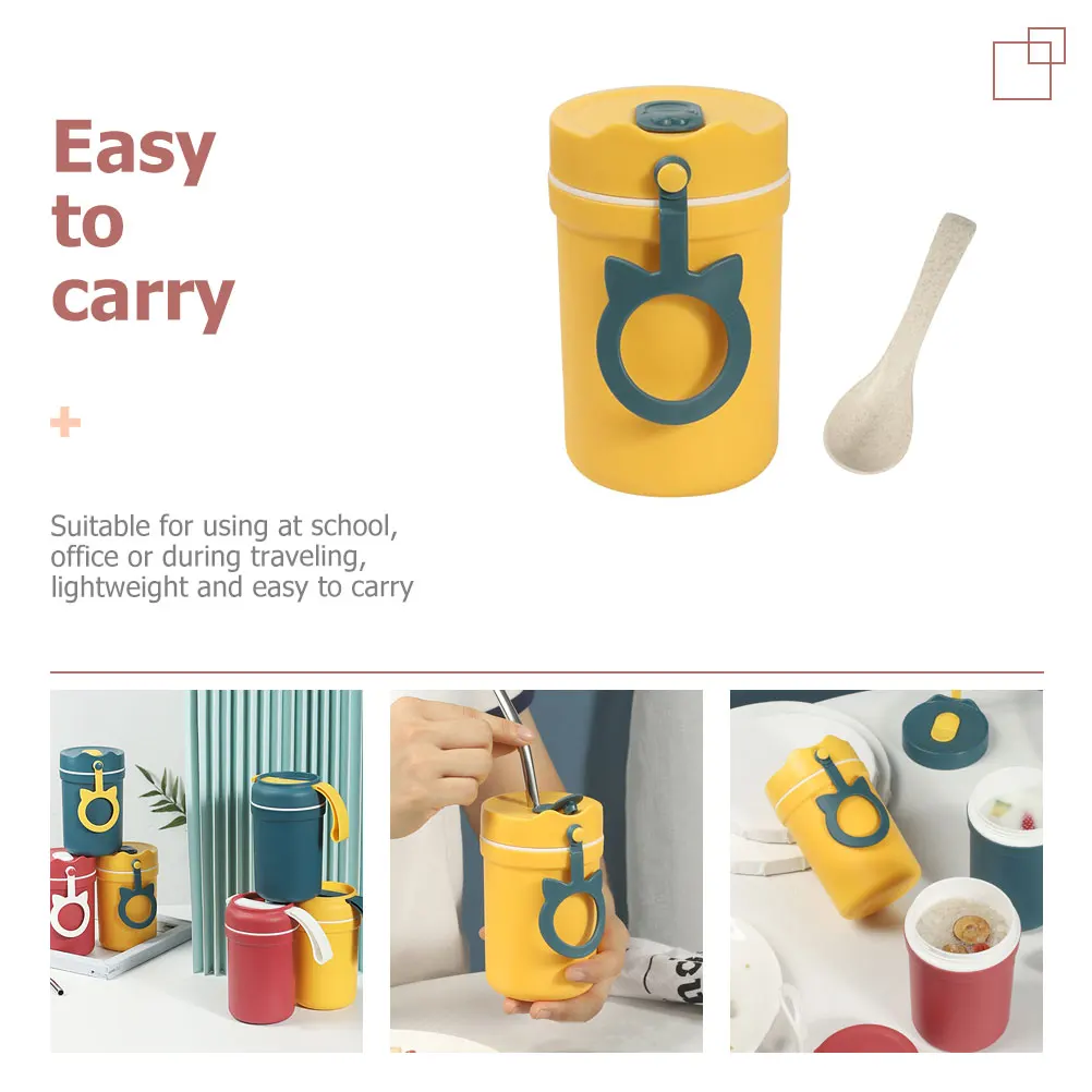 

Portable Cup Breakfast Container Wheat Straw Porridge Coffee Milk Holder Soup with Handle Lidded