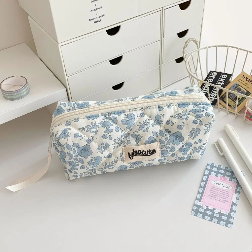 Creative Large Capacity Pen Bag Floral Multi-function Cosmetic Bag Bowknot Pen Box Student