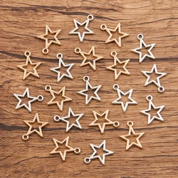 50PCS 14*16mm 2 Color Wholesale Hollow Star Charms Geometry Pendant Metal Alloy DIY Necklace Bracelet Earrings Marking