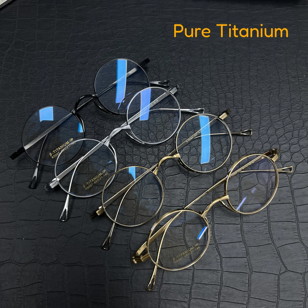 

Ultra-Light Pure Titanium Wide-Rim Retro Round Eyewear Frame for Men And Women Japanese Myopia Prescription Eyeglasses Frame