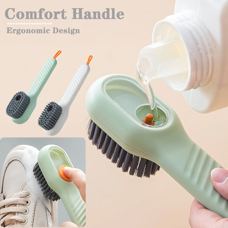 

Multifunctional Soft-bristled Shoe Brushes Long Handle Brush Automatic Filling Liquid Shoe Clothes Board Brush Cleaning Tool