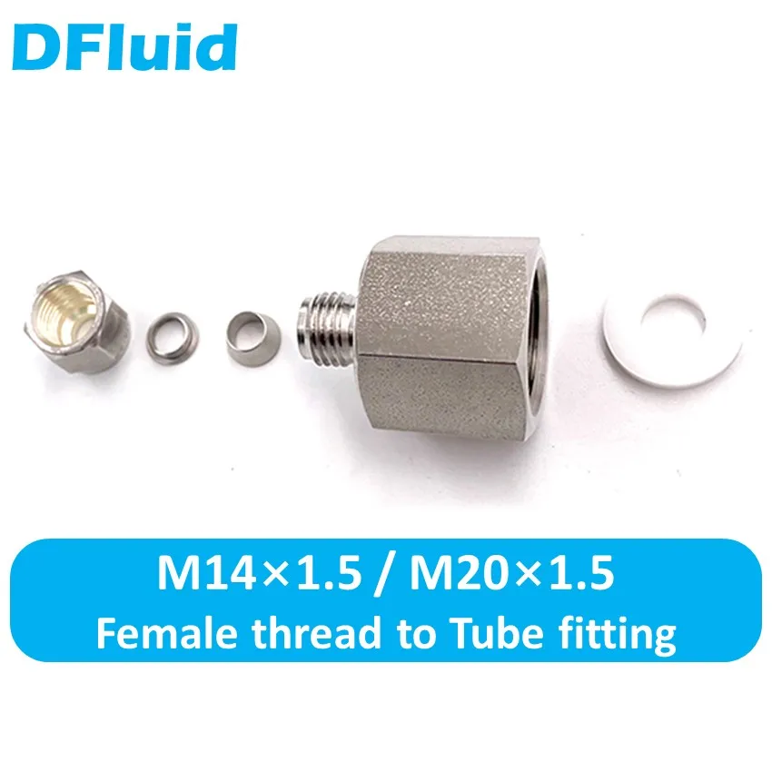 1 pc SS316 M14x1.5 M20x1.5 Metric Female Thread to Compression Ferrule Tube Fitting 1/16