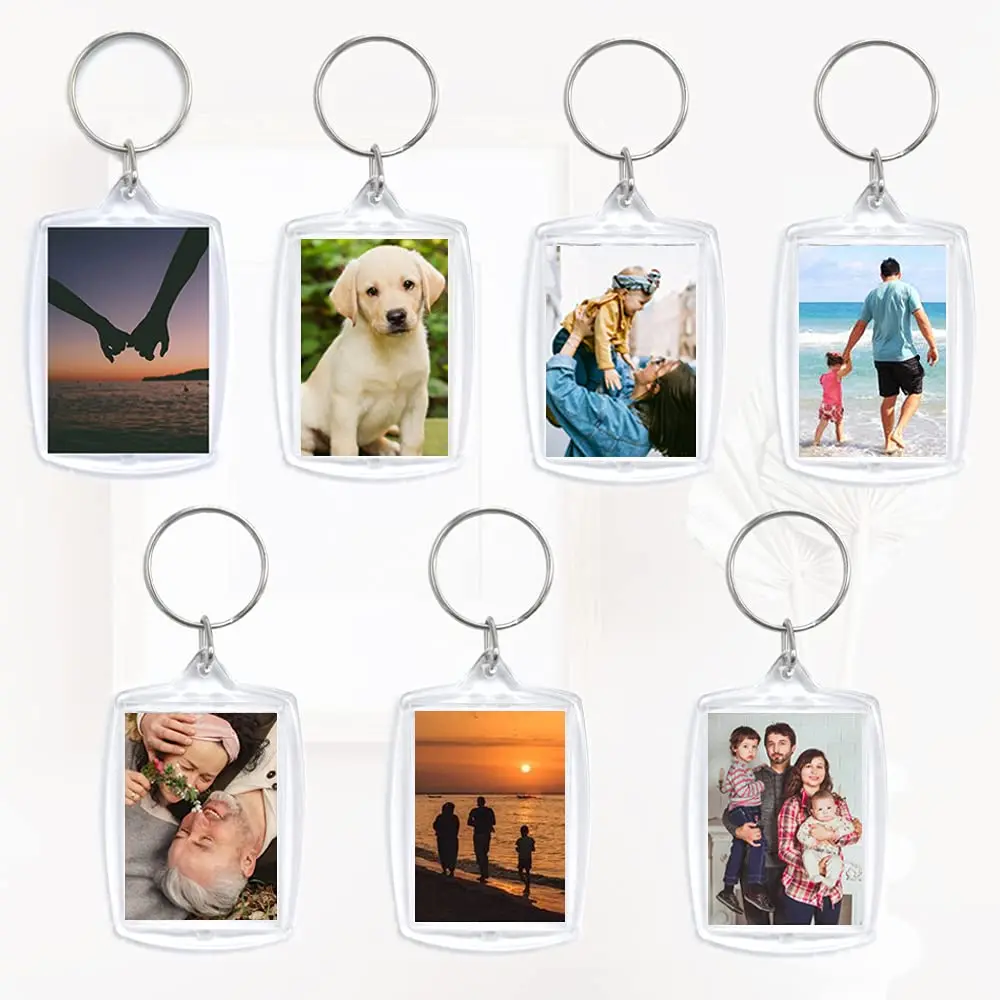 30pcs Acrylic Photo Frame Keyrings Acrylic Photo Snap-in Key Chain for Artwork&Craft 1.57*2.17 inch Clear Picture Keychains