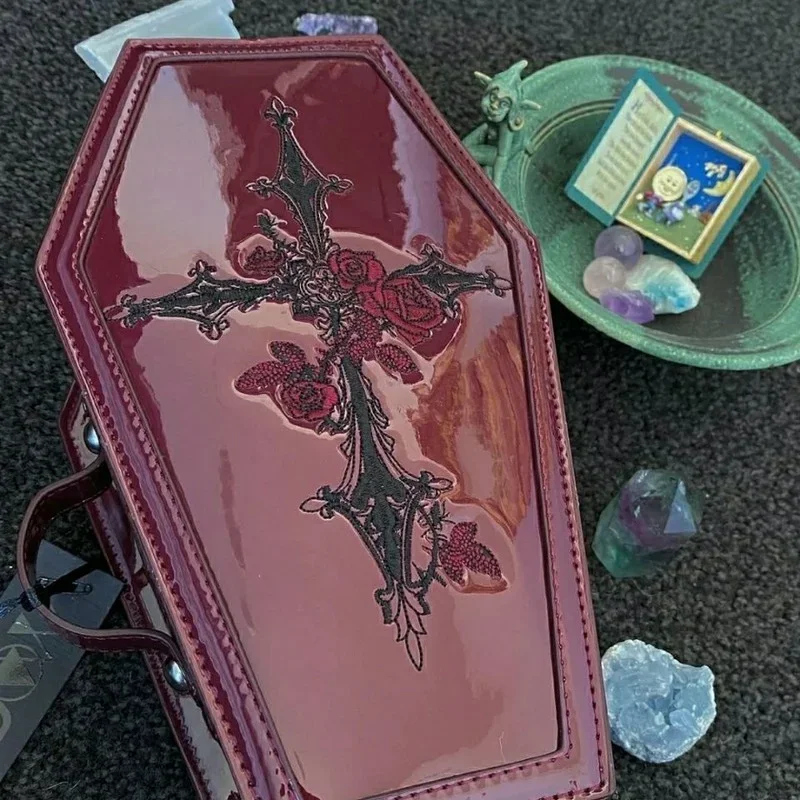 Harajuku Y2K Lolita Handbags Cosplay Women Gothic Punk Cross Embroidery Hot Girl Messenger Bag Halloween Cosplay Clutch Purse